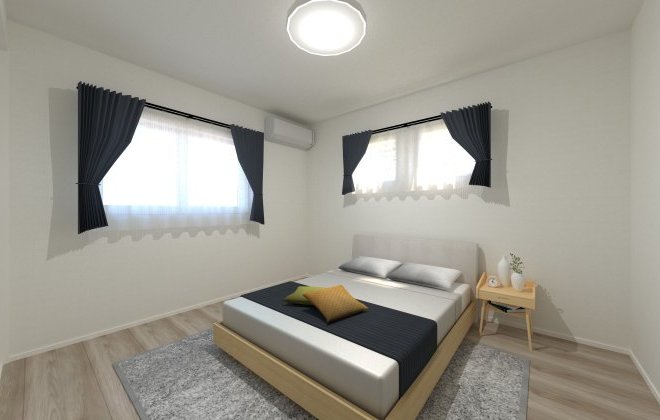 ベッド周りもゆったり確保できる、ちょうどいいサイズ感の寝室です。※画像はイメージパースです