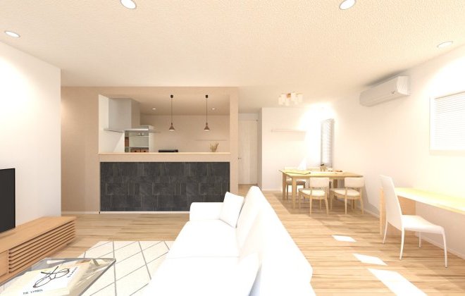 キッチンのすぐ横にダイニングテーブルがあるので、配膳や片付けの負担が少ないです。※画像はイメージパースです