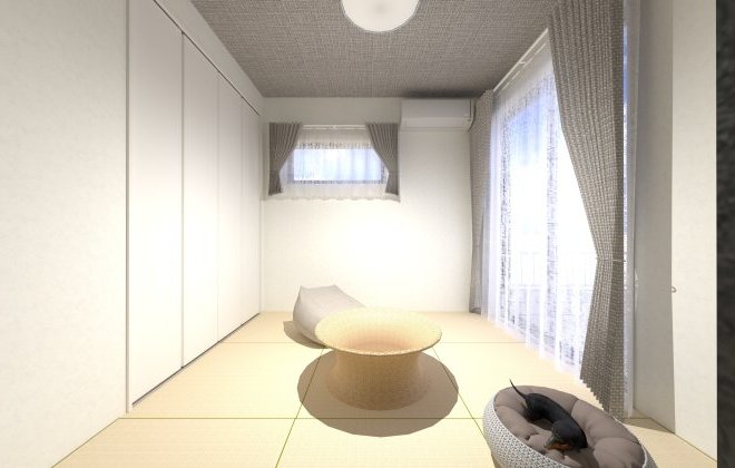 暮らしの中に「ほっと一息つける場所」。そんな役割を果たしてくれるのがこの和室です。リビングとつながることで、家族の気配を感じながら、一人で落ち着きたいときにも使える柔らかな空間に。小さな子どもの遊び場や、お昼寝スペースとしても便利です。※画像はイメージパースです