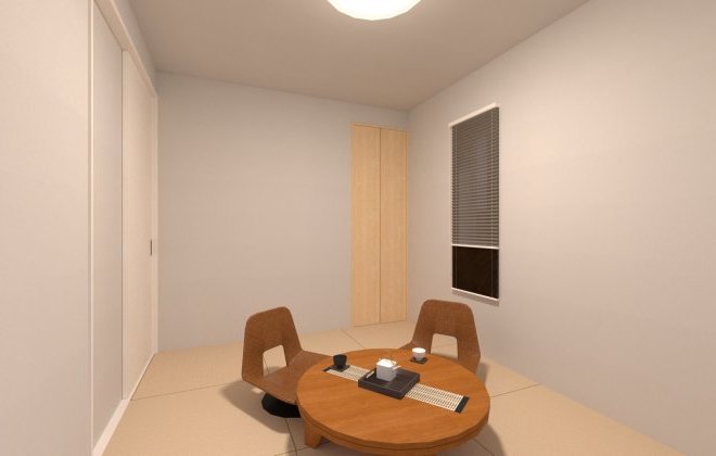 暮らしの中に「ほっと一息つける場所」。そんな役割を果たしてくれるのがこの和室です。小さな子どもの遊び場や、お昼寝スペースとしても便利！※画像はイメージパースです