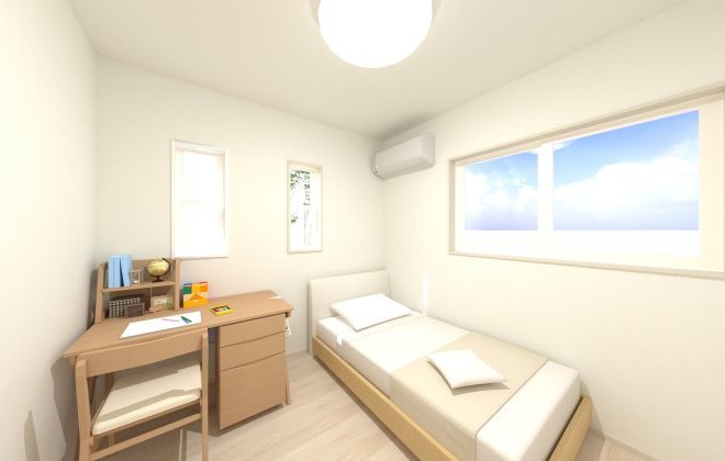 【洋室】コンパクトながらも心地よく過ごせる5帖の洋室。暮らしに合わせて自由に使える、機能的な空間に仕上げました。※画像はイメージパースです