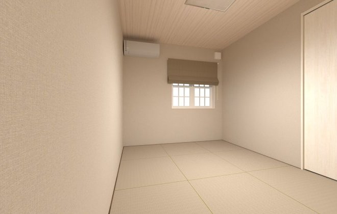 【和室】暮らしの中に「ほっと一息つける場所」。そんな役割を果たしてくれるのがこの和室です。小さな子どもの遊び場や、お昼寝スペースとしても便利です。※画像はイメージパースです